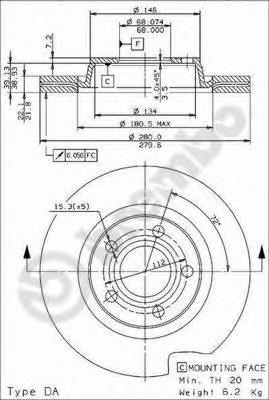 Disco de freno delantero Brembo 09719614
