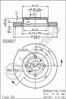 Freno de disco delantero 09593310 Brembo