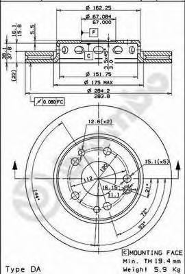 09592620 Brembo freno de disco delantero