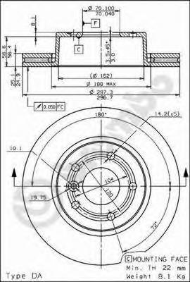 Comprar 09683910 Brembo Freno de disco delantero