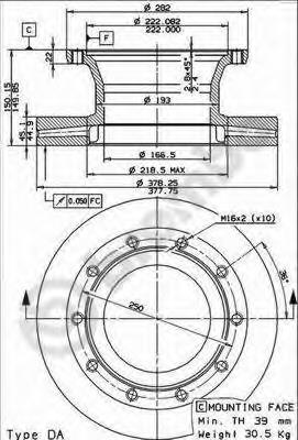 21227349 Arvin Meritor disco de freno trasero