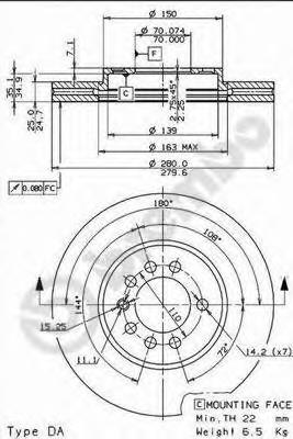 Comprar 09762911 Brembo Freno de disco delantero