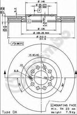Comprar 09788011 Brembo Freno de disco delantero