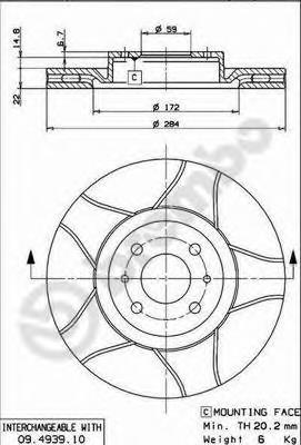 Disco de freno 09493975 Brembo