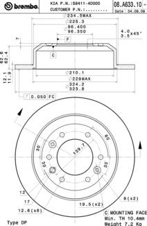 08A63310 Brembo disco de freno trasero