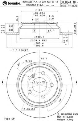 08.B844.11 Brembo disco de freno trasero