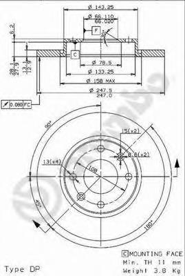 08.9606.14 Brembo freno de disco delantero