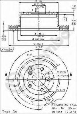 Freno de disco delantero 52821 HELLA