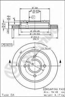 Comprar 09570875 Brembo Disco de freno trasero