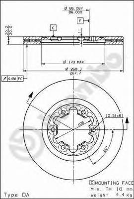 09563510 Brembo freno de disco delantero