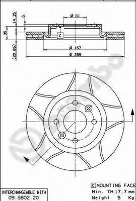 Disco de freno 09580276 Brembo