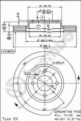 Disco de freno delantero Brembo 09556810