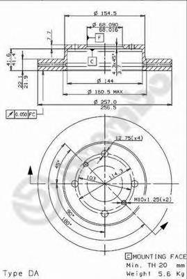 Disco de freno delantero Brembo 09544914