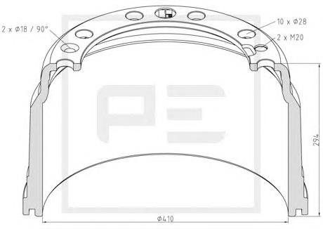 146.134-00A PE Automotive freno de tambor trasero