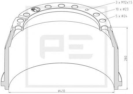 Freno de tambor trasero A3464230501 Mercedes