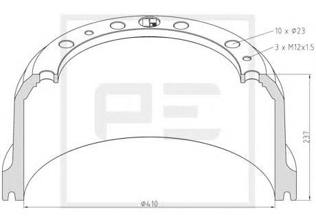 016.502-00A PE Automotive freno de tambor delantero