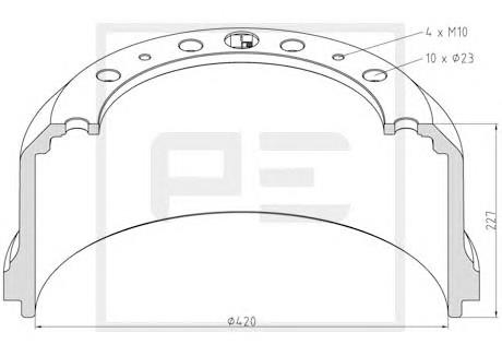 Freno de tambor trasero 1033214 Diesel Technic