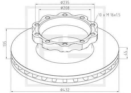 03612200A PE Automotive disco de freno trasero