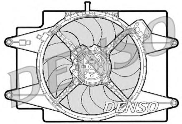 DER01001 Denso difusor de radiador, ventilador de refrigeración, condensador del aire acondicionado, completo con motor y rodete