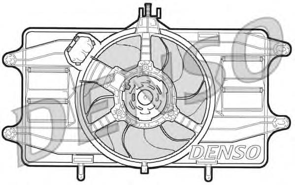 DER09020 Denso difusor de radiador, ventilador de refrigeración, condensador del aire acondicionado, completo con motor y rodete