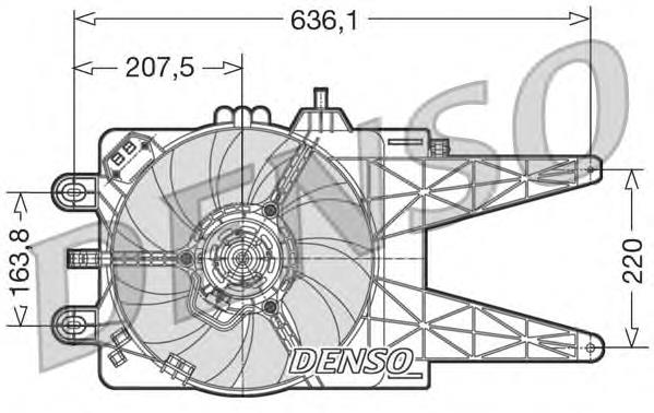 DER09015 Denso difusor de radiador, ventilador de refrigeración, condensador del aire acondicionado, completo con motor y rodete