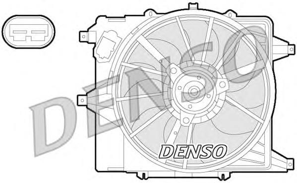 DER23003 Denso difusor de radiador, aire acondicionado, completo con motor y rodete