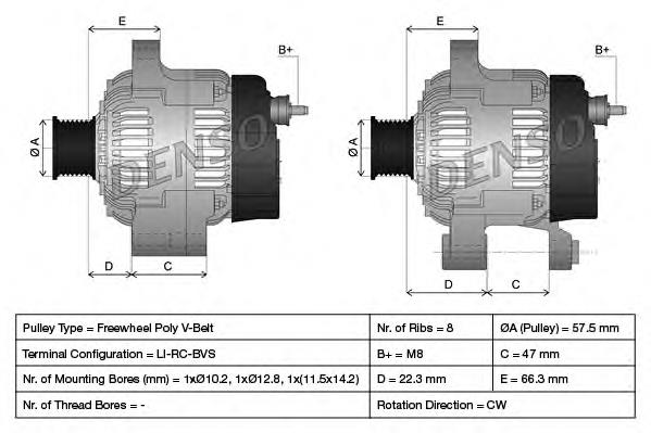 DAN987 Denso Alternador de coche