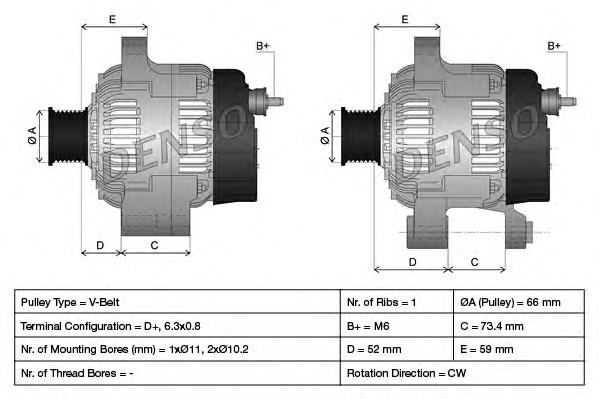 Alternador DAN616 Denso