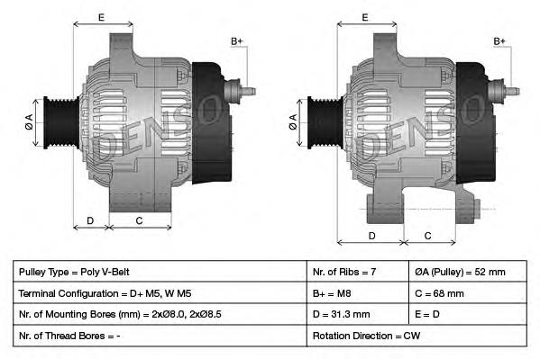 Alternador DAN016 Denso