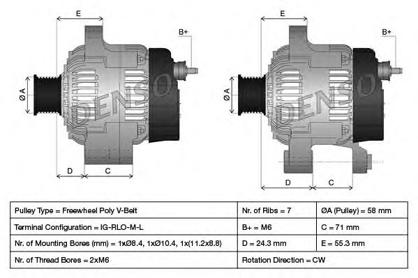 DAN1013 Denso Alternador de coche