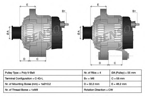 DAN1007 Denso Alternador de coche