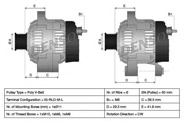 Alternador DAN1020 Denso
