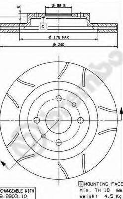 Disco de freno delantero Brembo 09890375