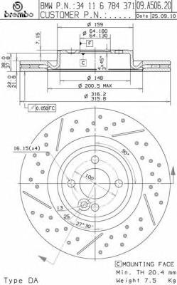 09A50620 Brembo freno de disco delantero