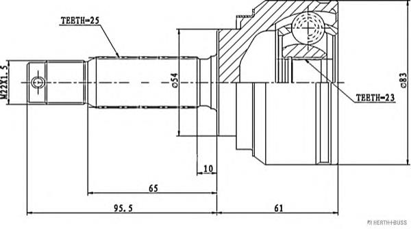 Junta homocinética exterior delantera J2825004 Jakoparts