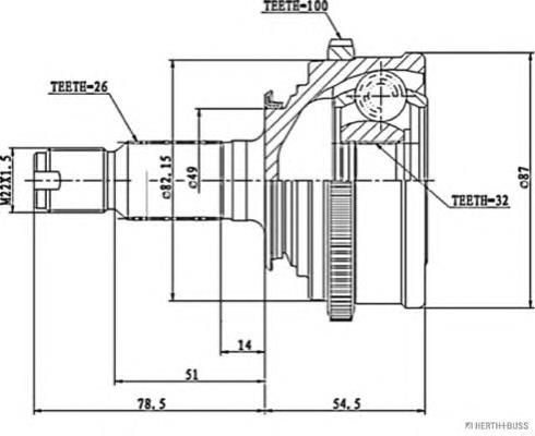 Junta homocinética exterior delantera derecha J2824106 Jakoparts