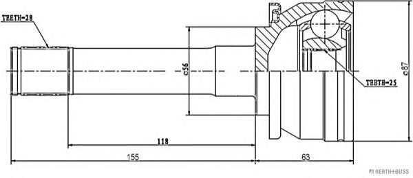 Junta homocinética exterior delantera derecha J2825018 Jakoparts