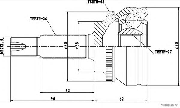 J2822140 Jakoparts junta homocinética exterior delantera