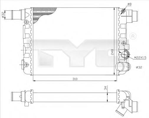 7090009 TYC radiador refrigeración del motor