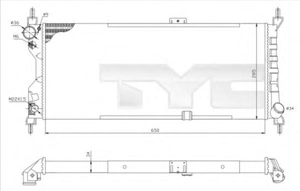 725-0019-R TYC radiador refrigeración del motor