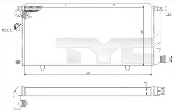 726-0014-R TYC radiador refrigeración del motor