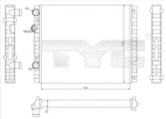 7370040 TYC radiador refrigeración del motor