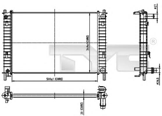 7100030 TYC radiador refrigeración del motor