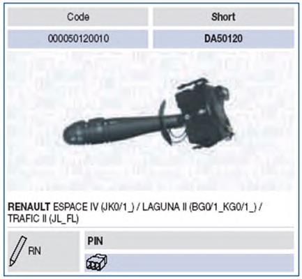 000050120010 Magneti Marelli conmutador en la columna de dirección izquierdo