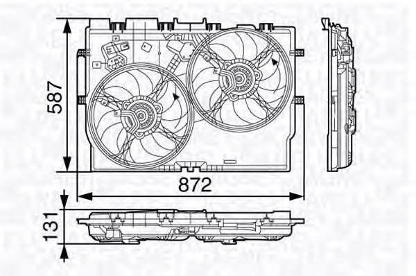 069 42 258 401 0 Magneti Marelli difusor de radiador, ventilador de refrigeración, condensador del aire acondicionado, completo con motor y rodete