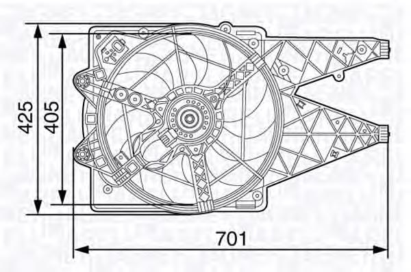 069422472010 Magneti Marelli difusor de radiador, ventilador de refrigeración, condensador del aire acondicionado, completo con motor y rodete