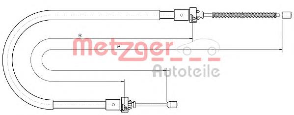 10.6894 Metzger cable de freno de mano trasero derecho/izquierdo