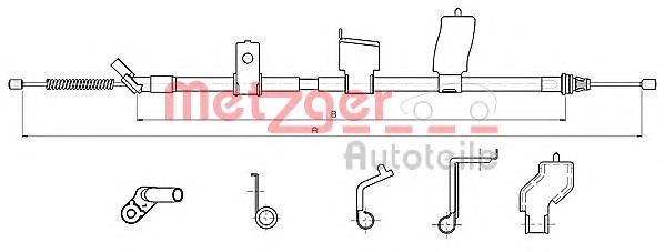 17.0327 Metzger cable de freno de mano trasero izquierdo