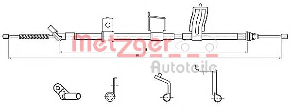 17.0328 Metzger cable de freno de mano trasero derecho