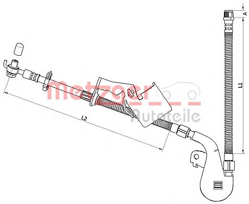 4110809 Metzger tubo flexible de frenos delantero derecho